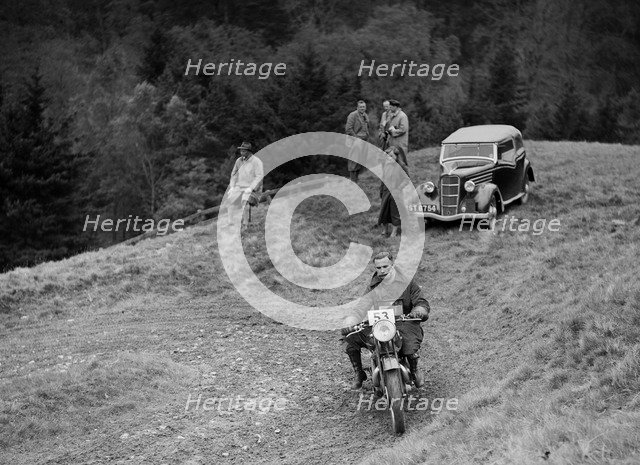 500 cc Ariel of GR Walling competing in the MCC Edinburgh Trial, Roxburghshire, Scotland, 1938. Artist: Bill Brunell.