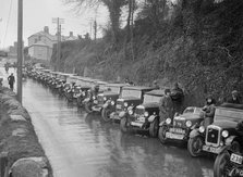 Cars parked at the MCC Lands End Trial, Launceston, Cornwall, 1930. Artist: Bill Brunell.