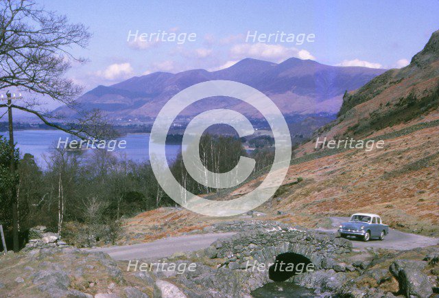 Watendlath Bridge with Derwentwater and Skiddaw Beyond, Lake District, Cumberland, c1960. Artist: CM Dixon.