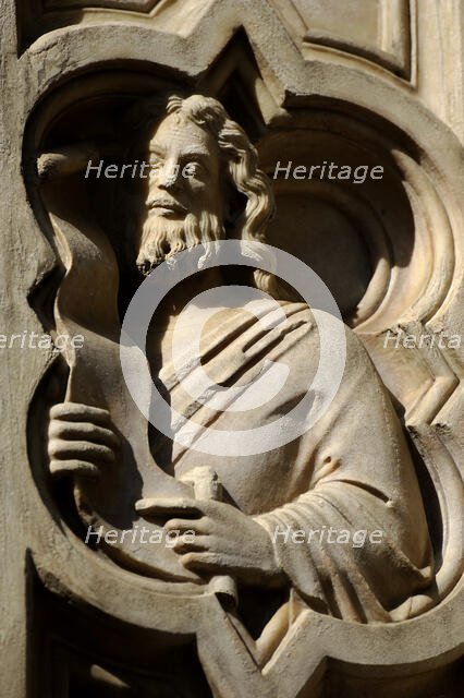 Bas-relief depicting a prophet, Loggia del Bigallo, Florence Italy, 14th century.  Creator: Unknown.