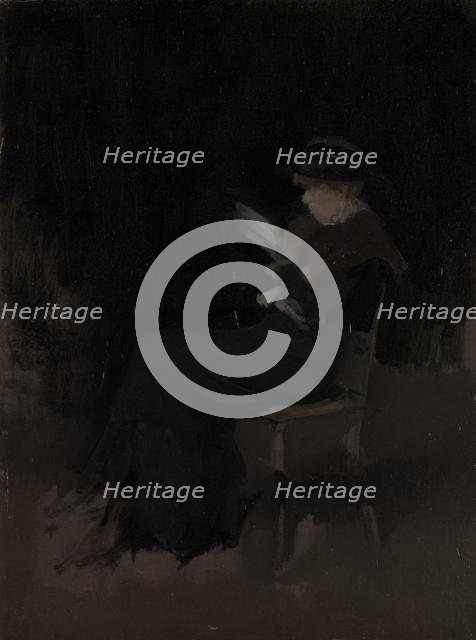 Arrangement in Black: Girl Reading, ca. 1880-90. Creator: James Abbott McNeill Whistler.