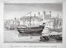 The Tower of London with the 'Enterprize' tender in the foreground, 1810. Artist: Anon
