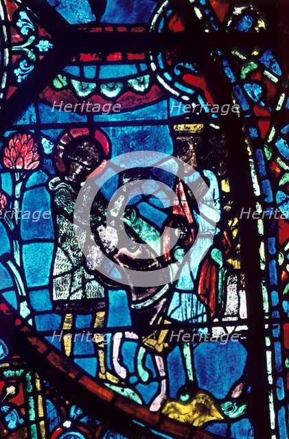 Baudoin tells Charlemagne of the death of Roland, stained glass, Chartres Cathedral, 1194-1260. Artist: Unknown