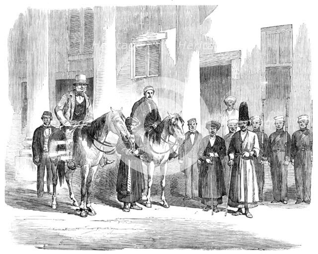 Sketches in the Persian Gulf - Courtyard of the British Residency, Bushire...1857. Creator: Unknown.