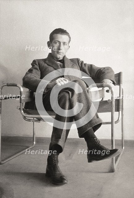 Marcel Breuer in the Wassily chair, 1926.