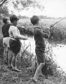 Boys fishing, c1960s.