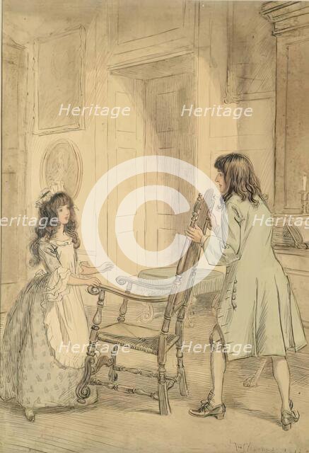 Esmond Placed the Great Chair between Him and Her, 1905. Creator: Hugh Thomson.