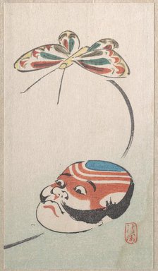 Butterfly and Mask of Yakko (the footman of a samurai), 18th-19th century. Creator: Ayaoka.