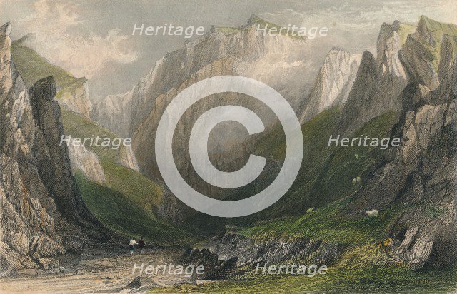 'Vale of the Winnets, Derbyshire', 1837. Artist: John James Hinchliff.