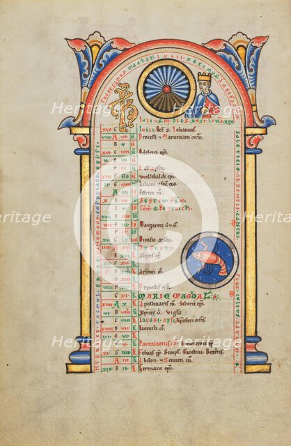 Julius Caesar; Zodiacal Sign of Cancer; Stammheim Missal, probably 1170s. Creator: Unknown.