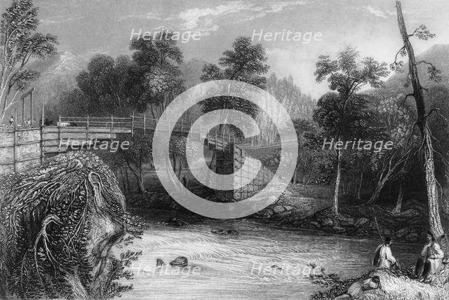 'Bridge at Bhurkote', 1838. Creator: George Francis White.