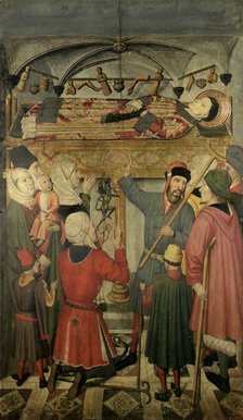 Table of the tomb of Saint Vincent and exorcism of a possessed', detail of the altarpiece of Sain…