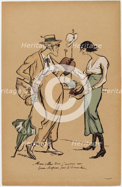 Mam'selle Coco, j'voudrais un beau chapeau pour le Dimanche (Mam'selle Coco, I would like..., 1919. Creator: Sem, (Georges Goursat) (1863-1934).