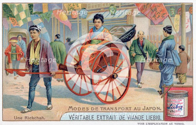 Modes of transport in Japan, rickshaw, 19th century. Artist: Unknown
