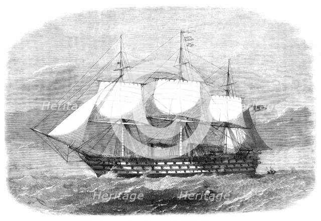 H.M.S. Victoria, 102 guns, the new flagship of the Mediterranean fleet, 1864. Creator: Smyth.