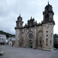 Façade of the Cathedral of Mondoñedo (Lugo), the cathedral has several styles by successive addit…