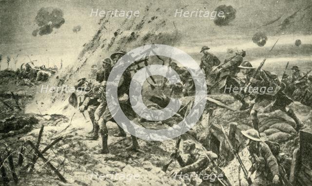 'The Pipers at Longueval...July 14, 1916', First World War, (c1920). Creator: Unknown.