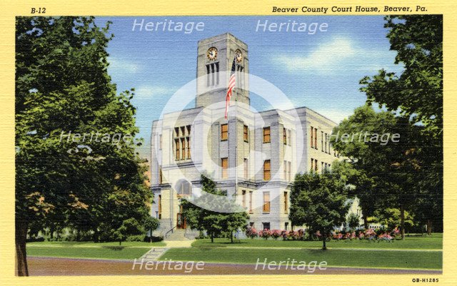 Beaver County Court House, Beaver, Pennsylvania, USA, 1940. Artist: Unknown