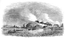 Burning of the town of Novitska, in the White Sea, 1854. Creator: Unknown.