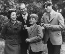 The Queen, Prince Philip and their two younger sons at Buckingham Palace, December 1974. Artist: Unknown