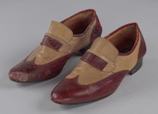 Red and cream loafers designed by Pierre Cardin and worn by Fats Domino, late 20th Century. Creator: Unknown.