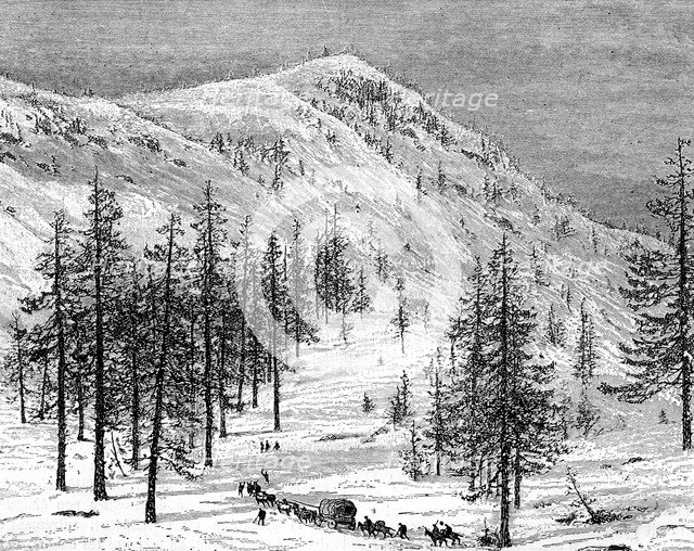 The Sierra Nevada mountains, USA, 19th century.Artist: Edouard Riou