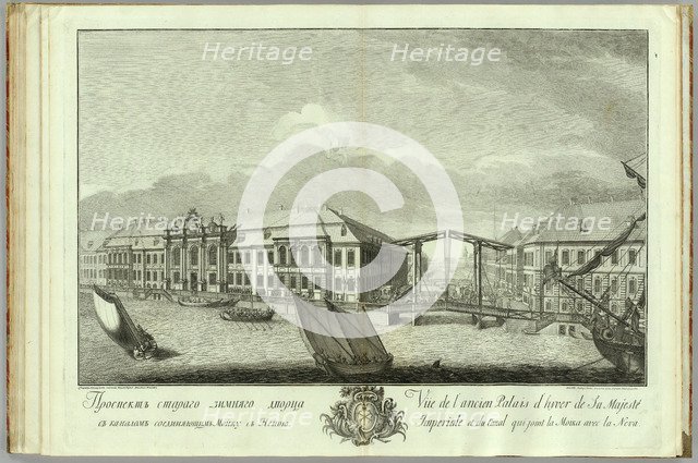 The second Winter Palace with Canal and Bridge (Book to the 50th anniversary of the founding of St. Petersburg), 1753. Artist: Vinogradov, Yefim Grigoryevich (1725/28-1769)
