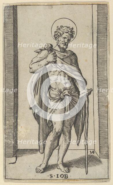 Saint Job, wearing a cloak, from the series 'Piccoli Santi' (Small Saints), ca. 1..., ca. 1500-1527. Creator: Marcantonio Raimondi.