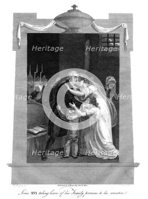 'Louis XVI taking leave of his family previous to his execution', 1793, (1814).Artist: J Brown