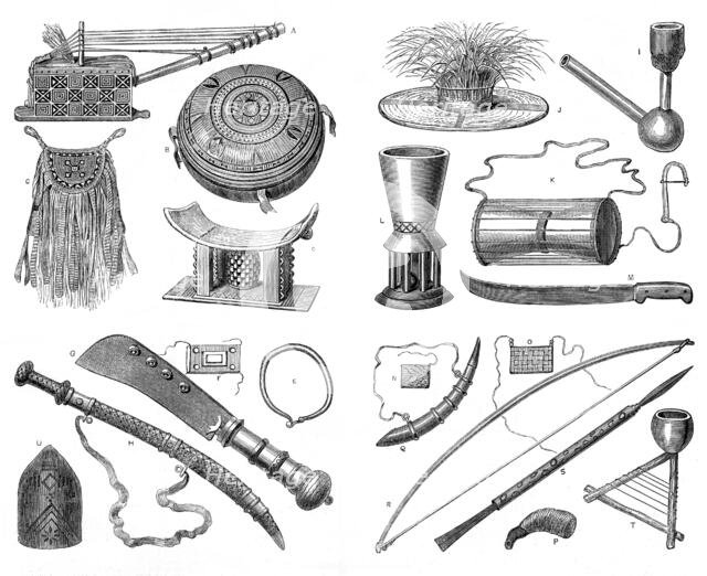 Ashantee implements, 1873. Creator: Unknown.