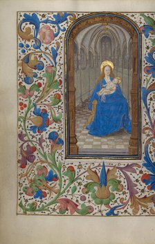 The Virgin and Child Enthroned within a Church; Book of Hours, about 1450-1455. Creator: Unknown.