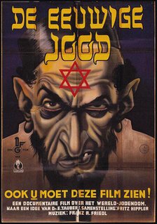 Poster for the antisemitic film The Eternal Jew, 1940. Creator: Anonymous.