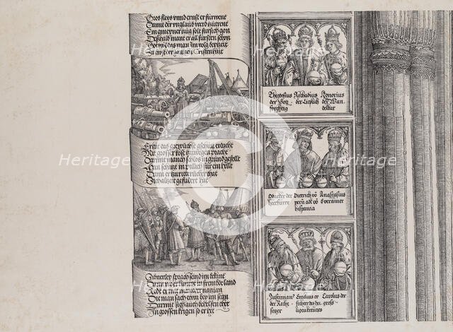 Maximilian as Commander-in-Chief; and Maximilian Conversing in Seven Languages; with Portr..., 1515. Creator: Albrecht Altdorfer.