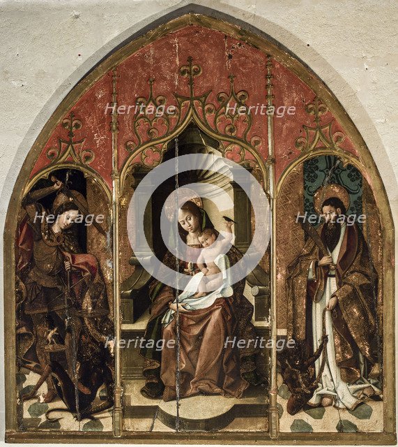 The Virgin and Child with Saints Michael the Archangel and Bartholomew.