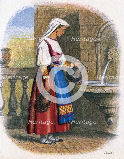 'Italian Woman collecting Water', 1809.Artist: W Dickes