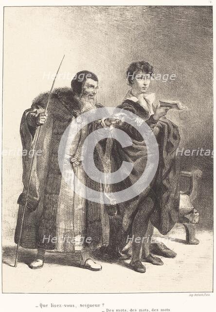 Polonius and Hamlet (Act II, Scene II), 1834/1843. Creator: Eugene Delacroix.