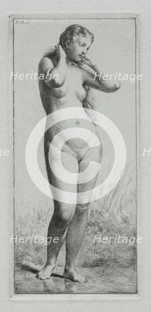 Young woman bathing. Creator: Charles-Émile Jacque (French, 1813-1894).