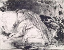 A Sleeping Child and Dog: Portrait of Agnes Paul, c1820s. Creator: Andrew Geddes.