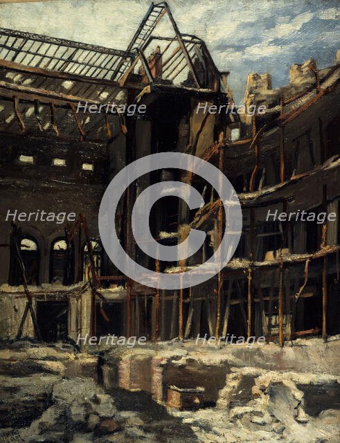 Vue intérieure de l'Opéra-Comique, depuis la scène, après l'incendie du 15 mai 1887, place Boieldieu Creator: Henri-Martin Vos.