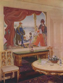 'Mural by Beatrice MacDermott, depicting a Venetian scene, and framed in one of the dining-room pane Artist: Unknown.