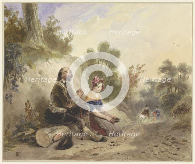 Blind man with girl, begging on the side of a country road, 1803-1861. Creator: Jakob Josef Eeckhout.
