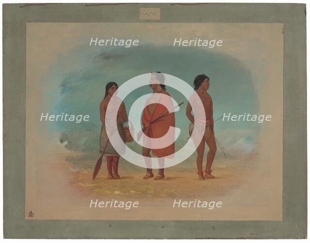 Botocudo Chief, His Wife, and a Young Man, 1854/1869. Creator: George Catlin.