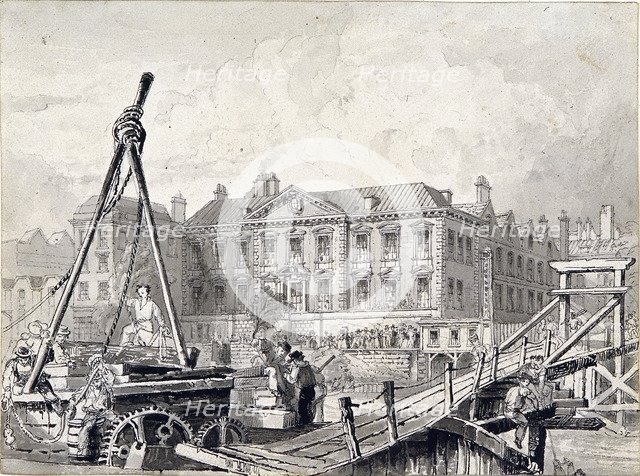 Fishmongers' Hall, Thames Street, London, c1827. Artist: William Henry Bartlett