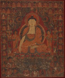 Shakyamuni with the Thirty-Five Buddhas of the Confession of Sins and the Eighteen Arhats, 15th cent Creator: Anon.