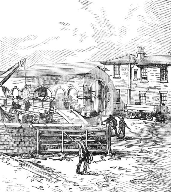 George Stephenson, Father of Railways: the first railway station, 1881. Creator: Unknown.