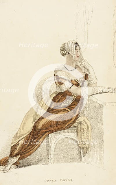 Fashion Plate (Opera Dress), 1809. Creator: Rudolph Ackermann.