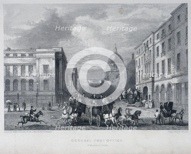 General Post Office, London, c1835. Artist: John Woods