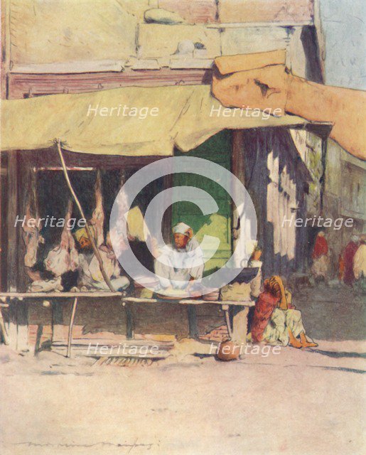 'A Meat Shop in Peshawur', 1905. Artist: Mortimer Luddington Menpes.