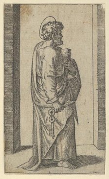 Saint Peter, keys in right hand, book in left, facing right, from the series 'Pic..., ca. 1500-1527. Creator: Marcantonio Raimondi.
