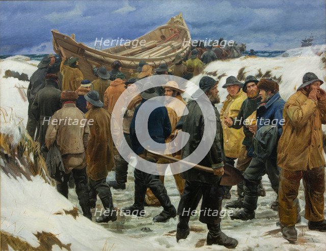 The Lifeboat is Taken through the Dunes, 1883. Artist: Ancher, Michael (1849-1927)